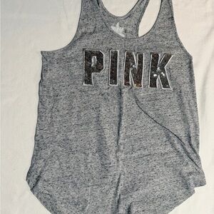 Heather Gray PINK Victoria's Secret BLING Sequin Tank Top